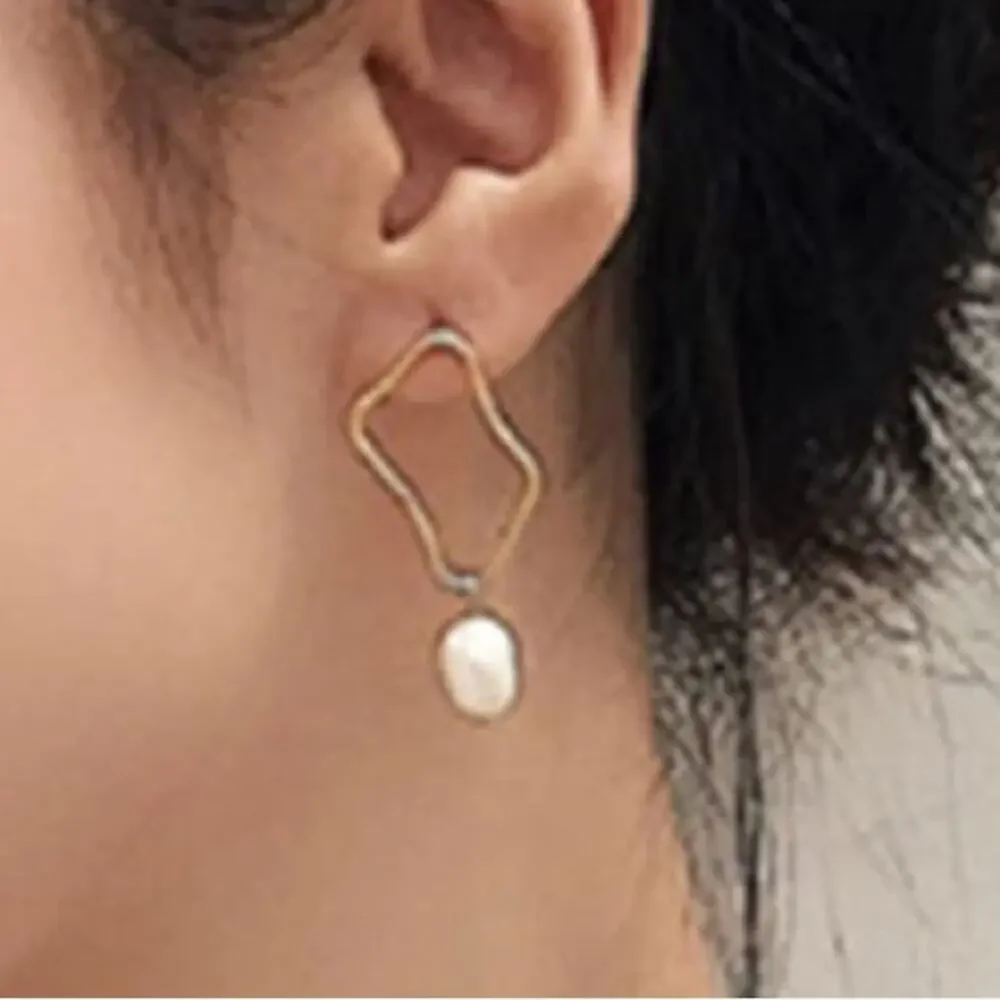 Pearl and Gold Drop Earrings